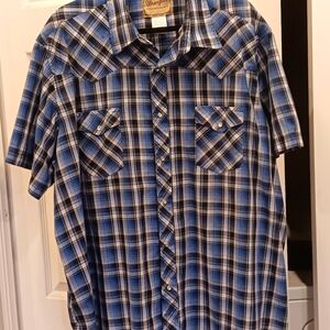 Vintage Wrangler Mens Pearl Snapon Buttons Short Sleeve Size 3XL